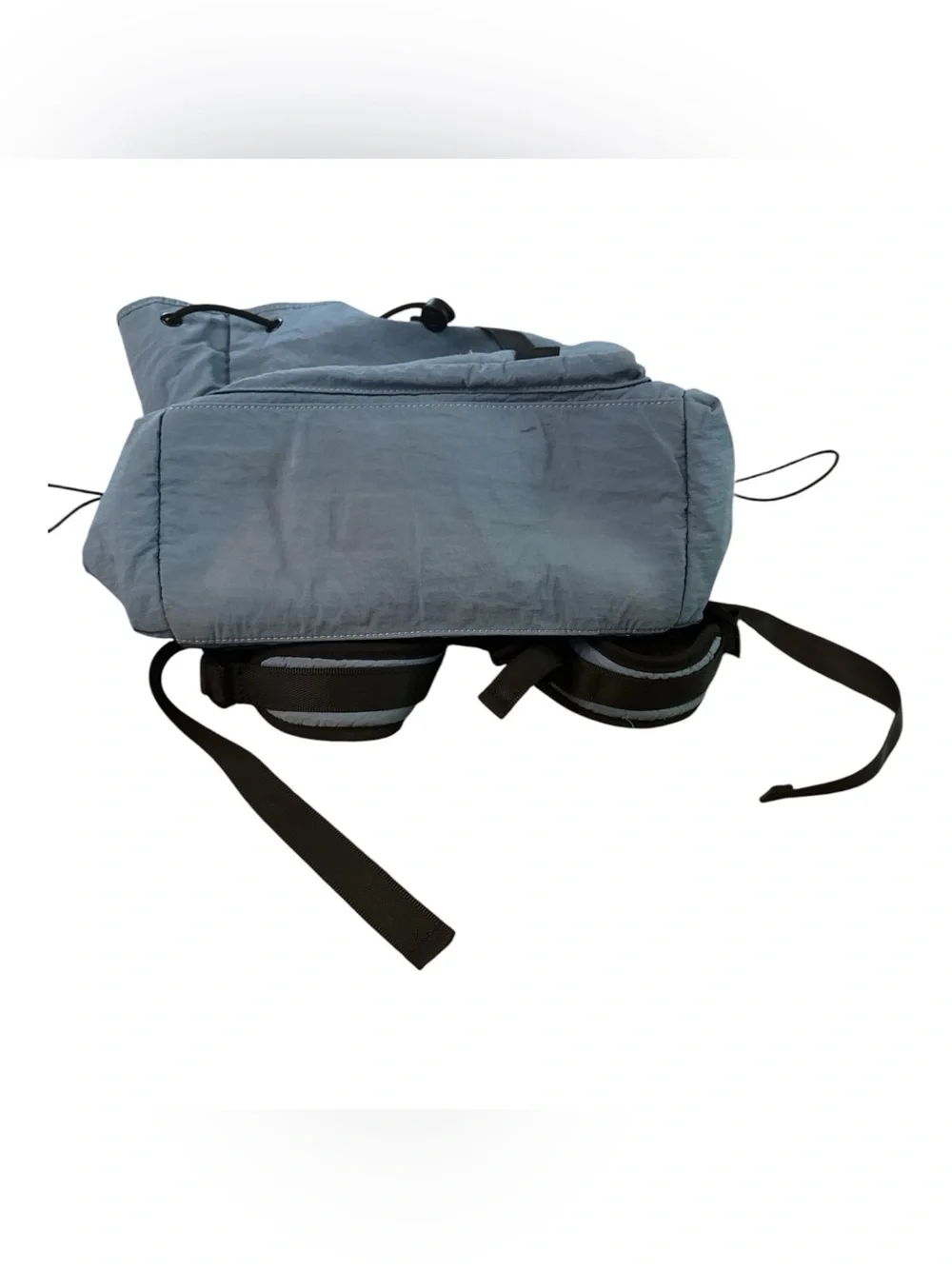 C&C California Dusty Blue Drawstring Backpack with Black Straps Travel Bag Women